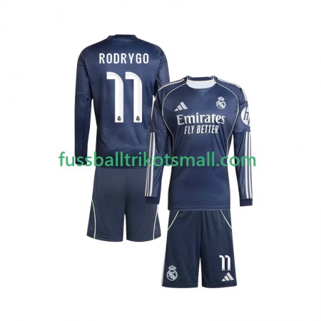 Fußballtrikots Real Madrid Rodrygo 11 Kinder 2025-2026 Langarm Auswärts-trikot kaufen